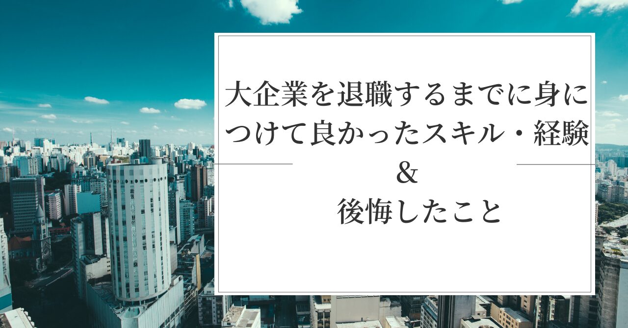 大企業を退職するまでに身につけて良かったスキル・経験と後悔したこと